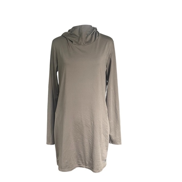 Army Green The North Face Flashdry Long sleeve Hoodie Dress - Picture 1 of 7